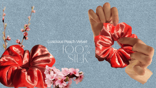 Luscious Peach Velvet 100% Silk Scrunchie